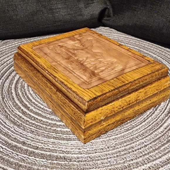 Jewelry Box with Leather inlay Men's - Picture 3 of 7